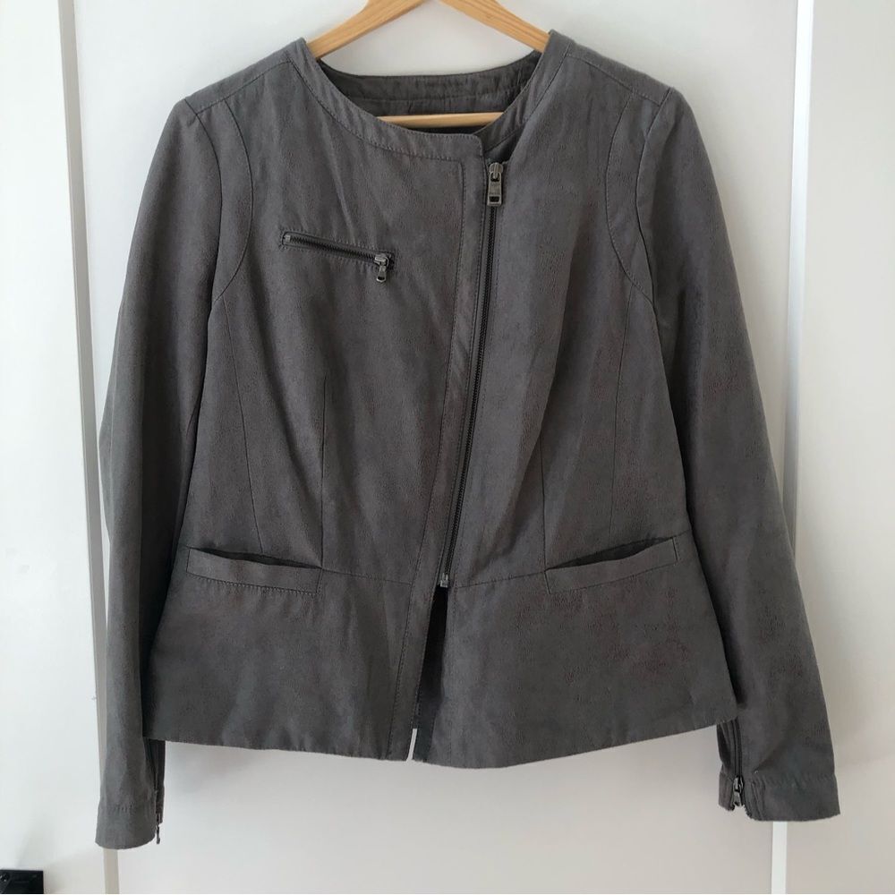DKNY faux suede asymmetrical zip jacket women’s size M
